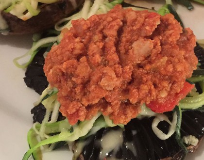 Portobello Mushrooms with Zoodles & Bolognese