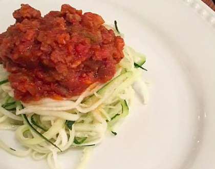Zuchinni Pasta with Bolognese